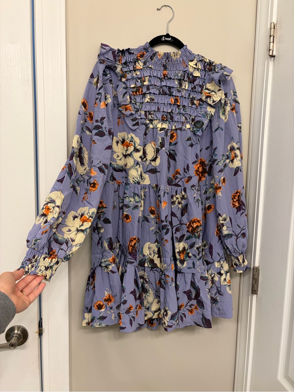 Anthropologie Lavender Floral Ruffle Dress